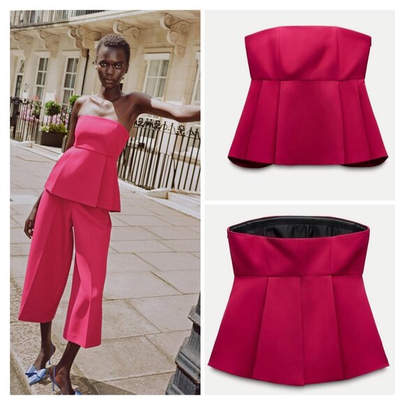 Zara Swing Hem Bustier Top Size Large - Picture 1 of 7